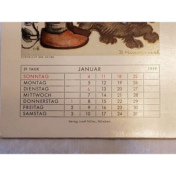 1959 2026 Hummel Calendar Postcard Print Germany Glossy Full Color 12 Month - Picture 3 of 12